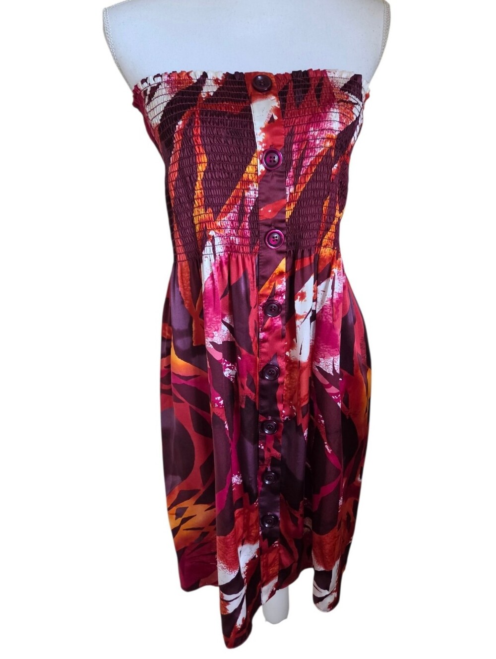 vintage 90's ​Y2K cache womens strapless silk tropical dress size S